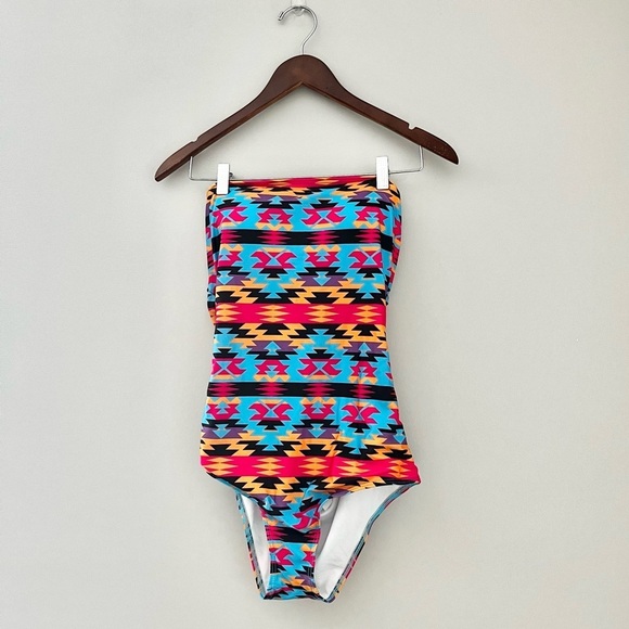 C Apparel Tribal Print Cheeky Gal Halter Swimsuit - Picture 1 of 10